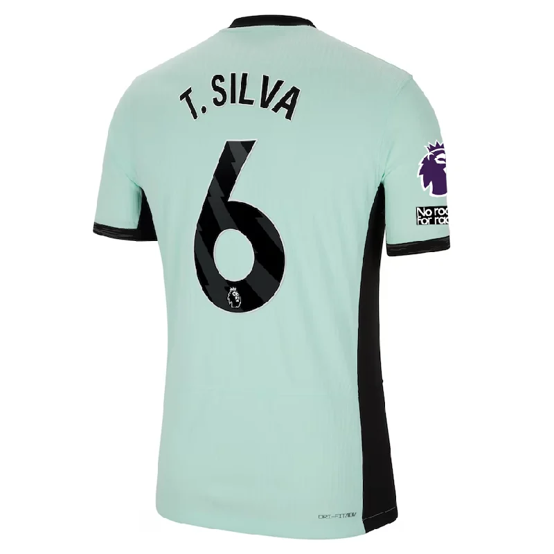 Nike Chelsea Authentic Thiago Silva Match Vaporknit Third Jersey w/ EPL + No Room For Racism Patches 23/24 (Mint Foam/Black)