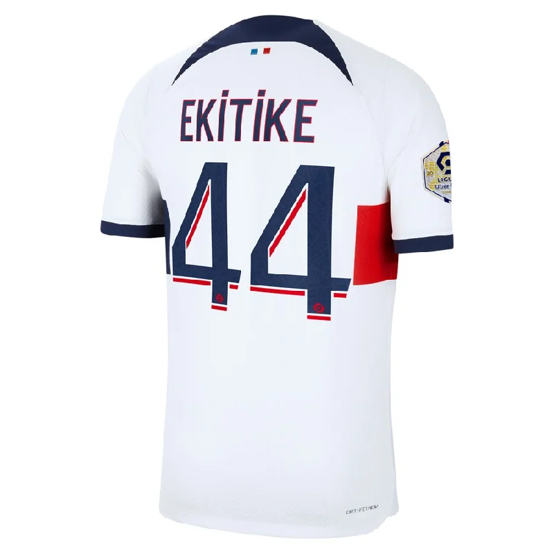 Nike Paris Saint-Germain Authentic Ekitike Match Vaporknit Away Jersey w/ Ligue 1 Patch 23/24 (White/Midnight Navy)