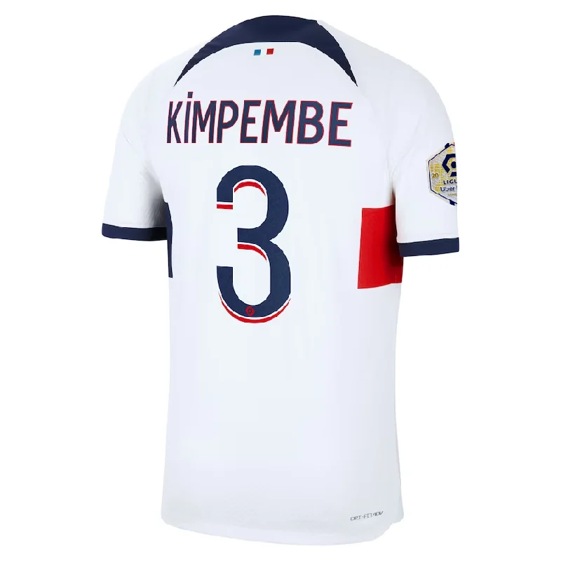 Nike Paris Saint-Germain Authentic Kimpembe Hakimi Match Vaporknit Away Jersey w/ Ligue 1 Patch 23/24 (White/Midnight Navy)