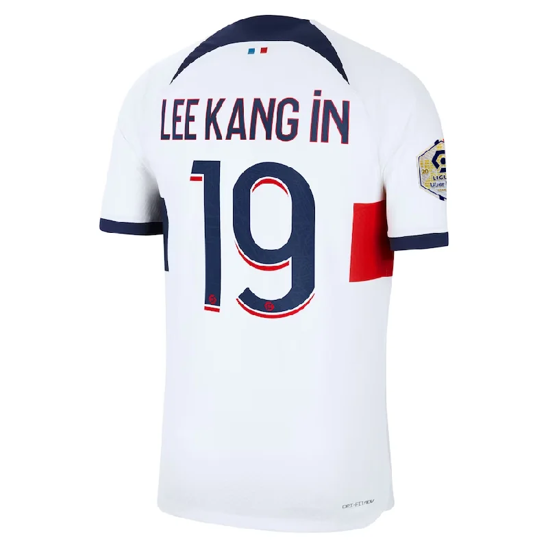 Nike Paris Saint-Germain Authentic Lee Kang In Match Vaporknit Away Jersey w/ Ligue 1 Patch 23/24 (White/Midnight Navy)