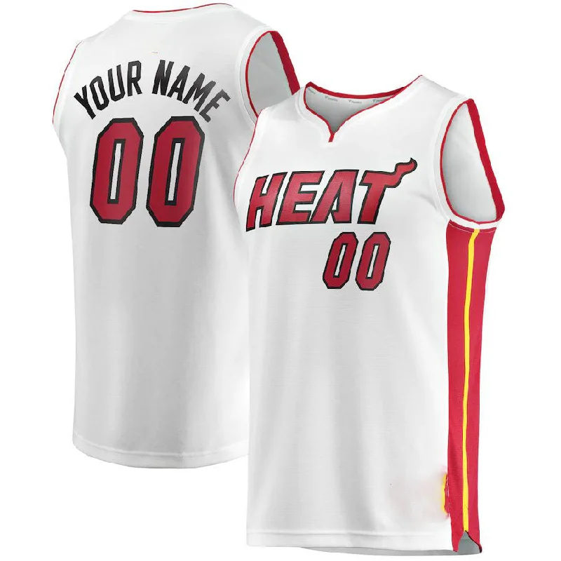 Custom M.Heat Fanatics Branded  Fast Break Replica Jersey White Association Edition Stitched Basketball Jersey