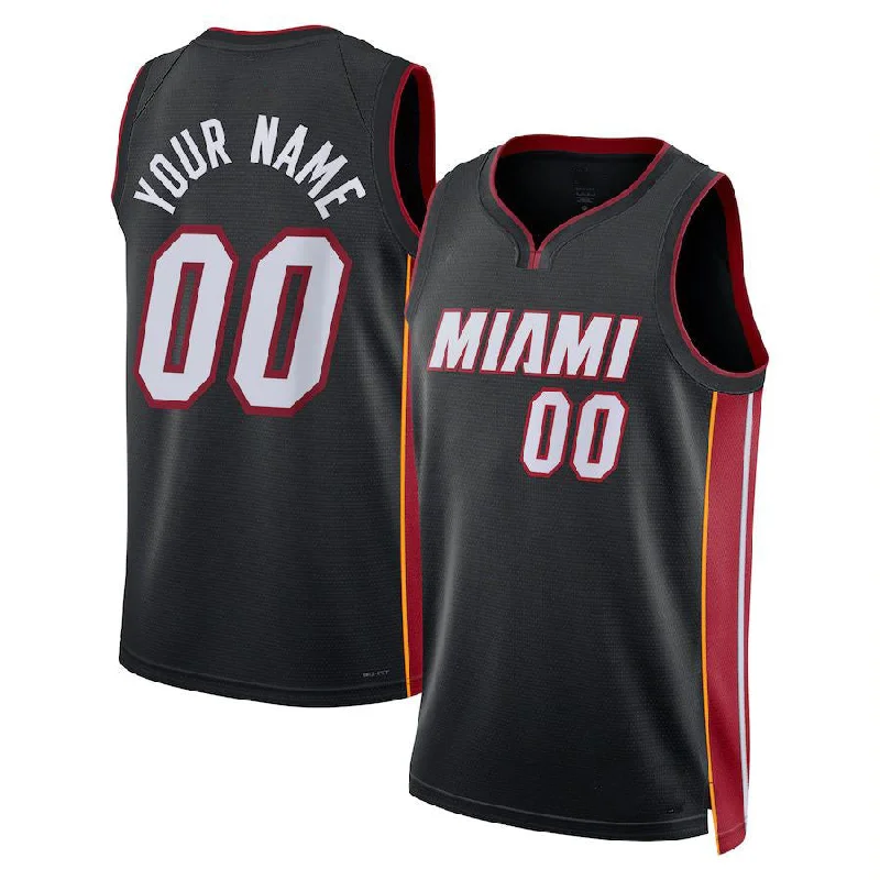 Custom M.Heat Unisex 2022-23 Swingman Jersey Black Icon Edition Statement Edition Stitched Basketball Jersey