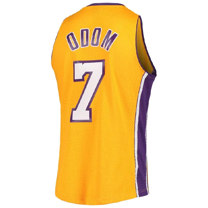 LA.Lakers #7 Lamar Odom Mitchell & Ness Hardwood Classics Swingman Jersey Gold Stitched American Basketball Jersey