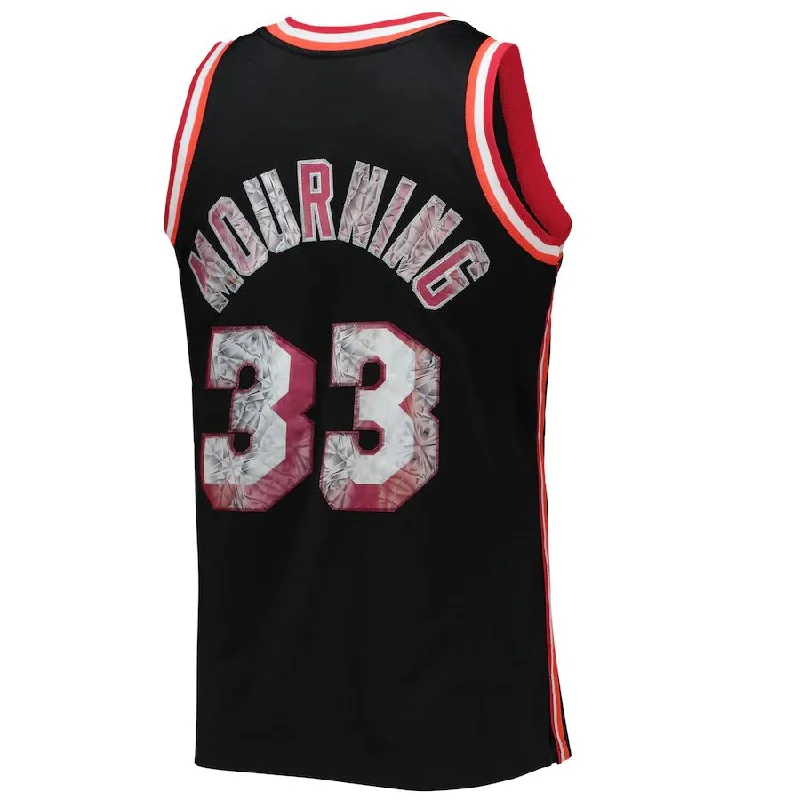 M.Heat #33 Alonzo Mourning Mitchell & Ness 1996-97 Hardwood Classics 75th Anniversary Diamond Swingman Jersey Black Stitched American Basketball Jersey