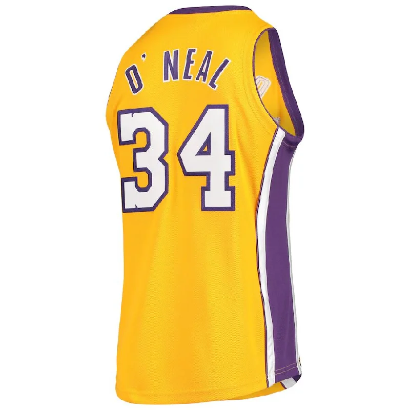 LA.Lakers #34 Shaquille O'Neal Mitchell & Ness 2000 NBA Finals Hardwood Classics Authentic Jersey  Gold Stitched American Basketball Jersey