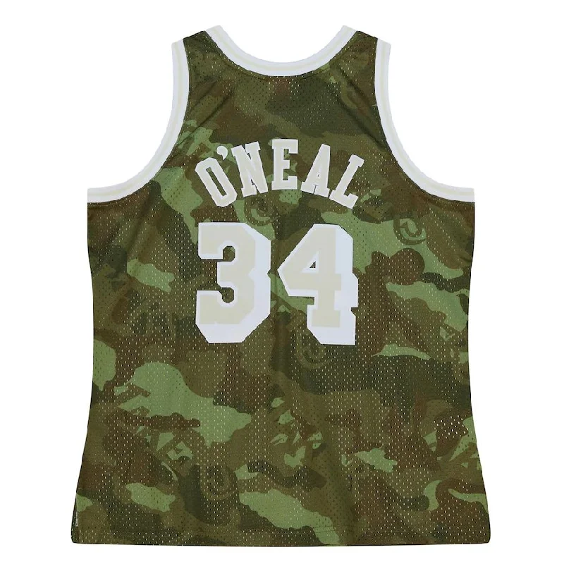 LA.Lakers #34 Shaquille O'Neal Mitchell & Ness Unisex Hardwood Classics 1996-97 Ghost Green Swingman Jersey Camo Stitched American Basketball Jersey