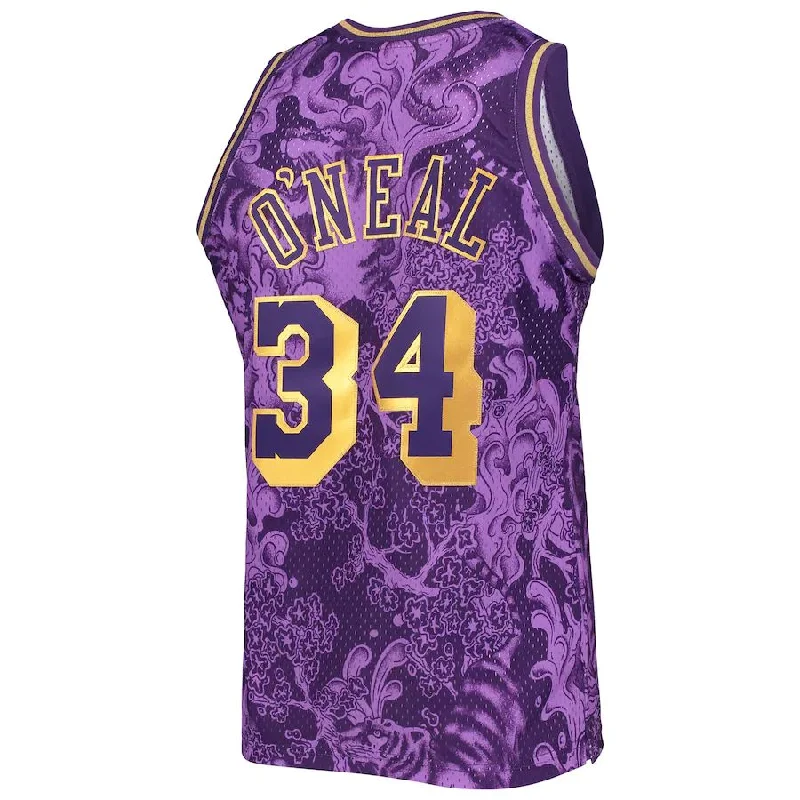 LA.Lakers #34 Shaquille O'Neal Mitchell & Ness Hardwood Classics 1996-97 Lunar New Year Swingman Jersey Purple Stitched American Basketball Jersey