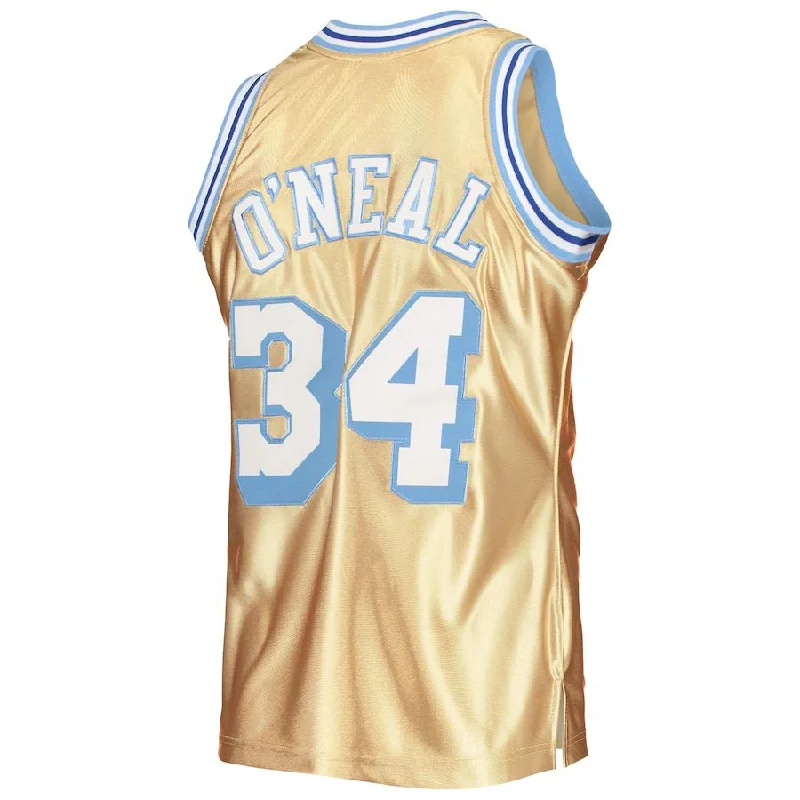 LA.Lakers #34 Shaquille O'Neal Mitchell & Ness 75th Anniversary 1996-97 Hardwood Classics Swingman Jersey Gold Stitched American Basketball Jersey