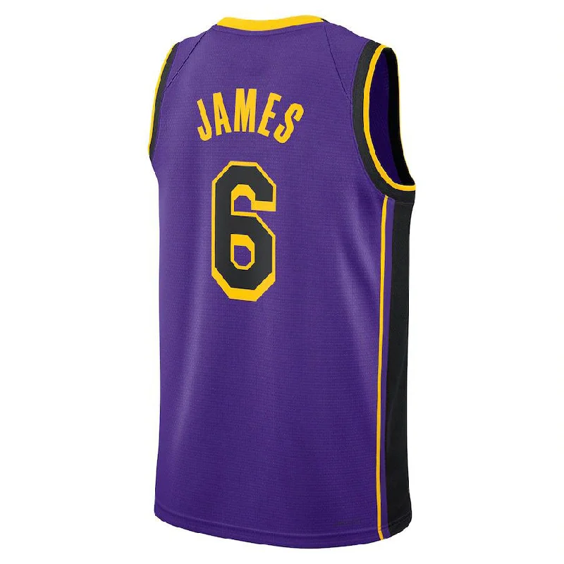 LA.Lakers #6 LeBron James Jordan Brand 2022-23 Statement Edition Swingman Jersey Purple Stitched American Basketball Jersey