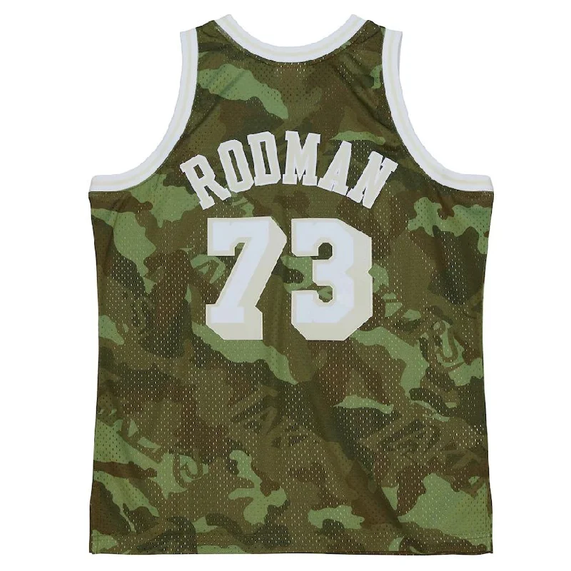 LA.Lakers #73 Dennis Rodman Mitchell & Ness Unisex Hardwood Classics 1998-99 Ghost Green Swingman Jersey Camo Stitched American Basketball Jersey