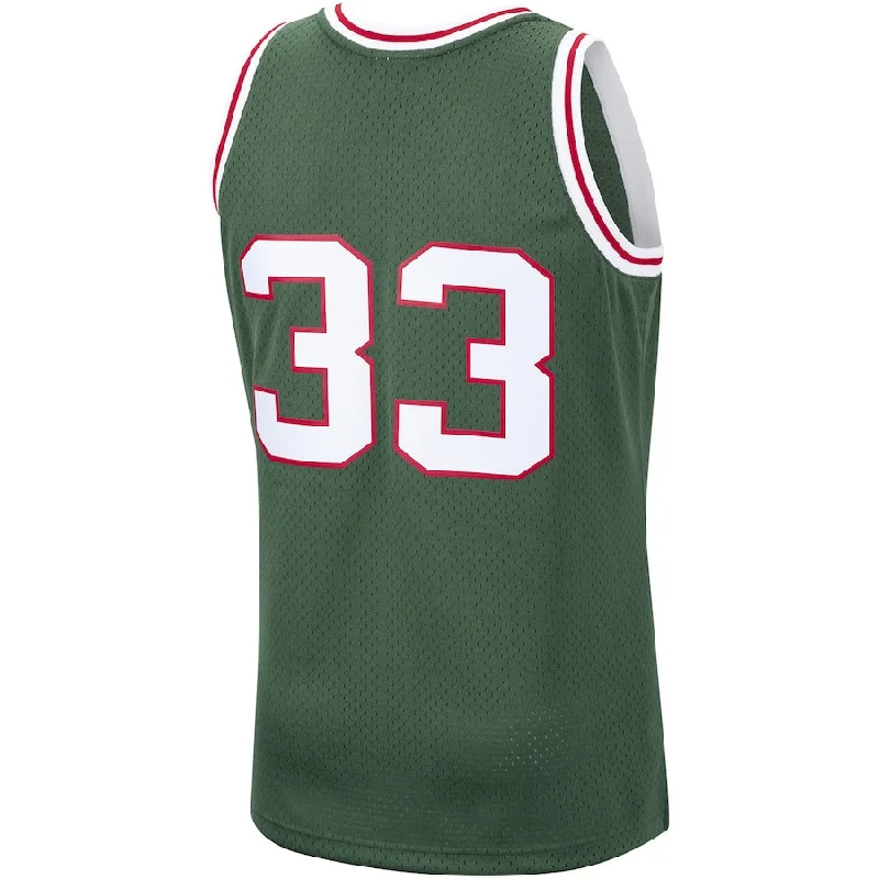 M.Bucks #33 Kareem Abdul-Jabbar Mitchell & Ness 1970-71 Hardwood Classics Swingman Jersey Hunter Green Stitched American Basketball Jersey