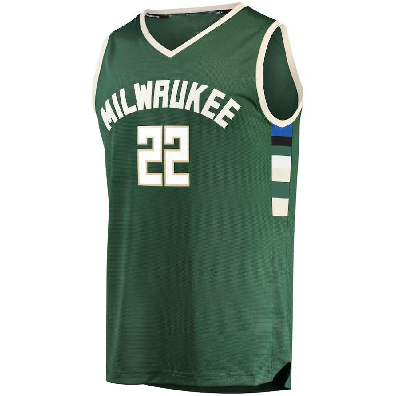 M.Bucks #22 Khris Middleton Fanatics Branded Fast Break Road Replica Player Jersey Green Icon Edition Stitched American Basketball Jersey