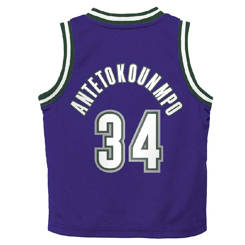 M.Bucks #34 Giannis Antetokounmpo Preschool 2022-23 Swingman Jersey Purple Classic Edition Stitched American Basketball Jersey