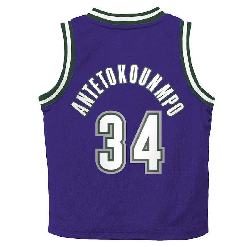 M.Bucks #34 Giannis Antetokounmpo Toddler 2022-23 Swingman Jersey Purple Classic Edition Stitched American Basketball Jersey