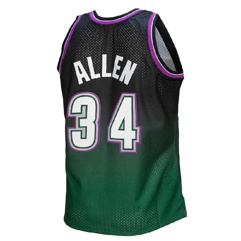 M.Bucks #34 Ray Allen Mitchell & Ness 1996-97 Hardwood Classics Fadeaway Swingman Player Jersey Green-Black Stitched American Basketball Jersey