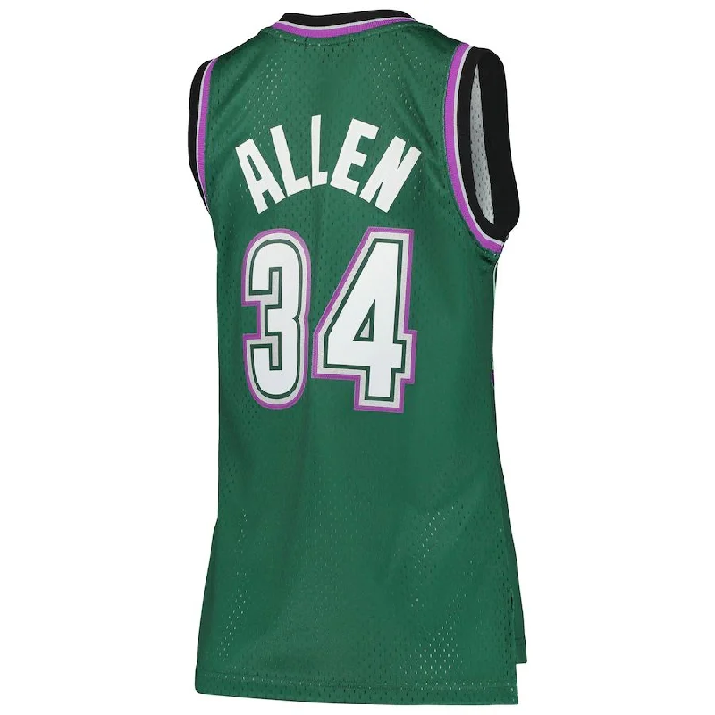 M.Bucks #34 Ray Allen Mitchell & Ness Women's 1996-97 Hardwood Classics Swingman Jersey Green Stitched American Basketball Jersey