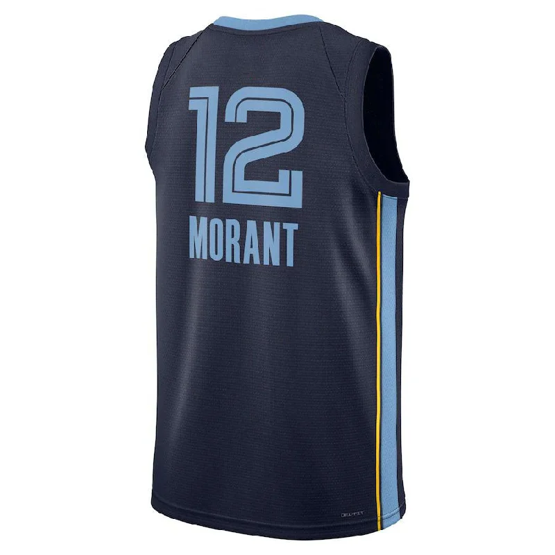 M.Grizzlies #12 Ja Morant  Unisex 2022-23 Swingman Jersey Icon Edition Navy Stitched American Basketball Jersey