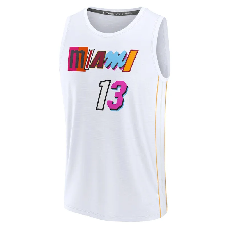 M.Heat #13 Bam Adebayo Fanatics Branded 2022-23 Fastbreak Jersey City Edition White Stitched American Basketball Jersey