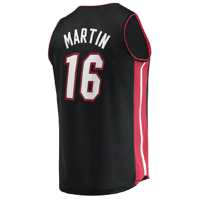 M.Heat #16 Caleb Martin Fanatics Branded  2021-22 Fast Break Replica Jersey Icon Edition Black Stitched American Basketball Jersey