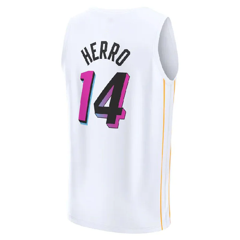 M.Heat #14 Tyler Herro  Fanatics Branded 2022-23 Fastbreak Jersey City Edition White Stitched American Basketball Jersey