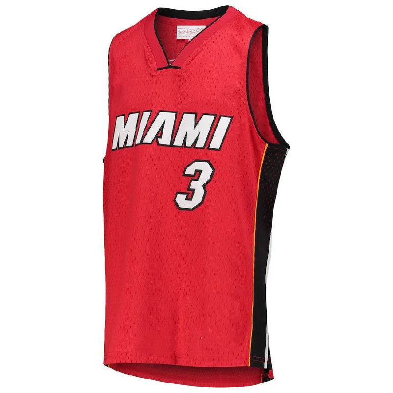 M.Heat #3 Dwyane Wade Mitchell & Ness 2005-06 Hardwood Classics Swingman Jersey Red Stitched American Basketball Jersey