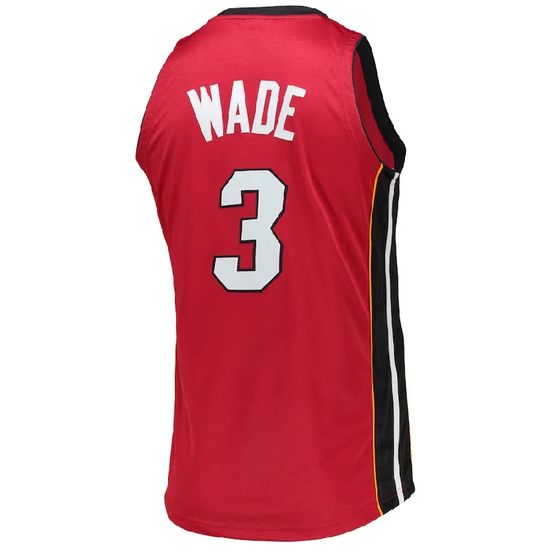 M.Heat #3 Dwyane Wade Mitchell & Ness 2005-06 Hardwood Classics Authentic Jersey Red Stitched American Basketball Jersey