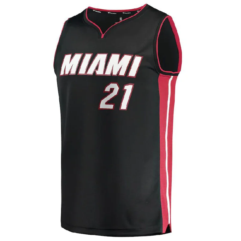 M.Heat #21 Dewayne Dedmon Fanatics Branded  2021-22 Fast Break Replica Jersey Icon Edition Black Stitched American Basketball Jersey