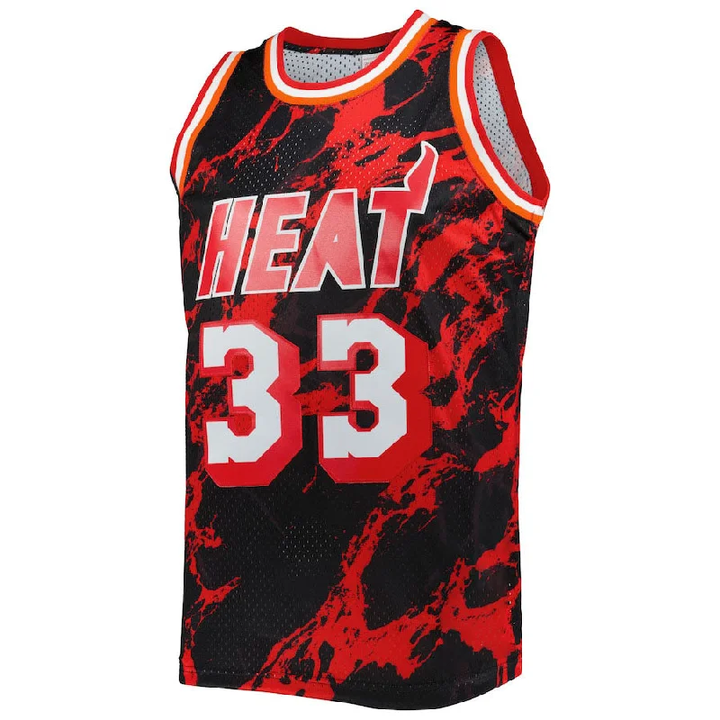 M.Heat #33 Alonzo Mourning Mitchell & Ness 1996-97 Hardwood Classics Marble Swingman Jersey Black Stitched American Basketball Jersey