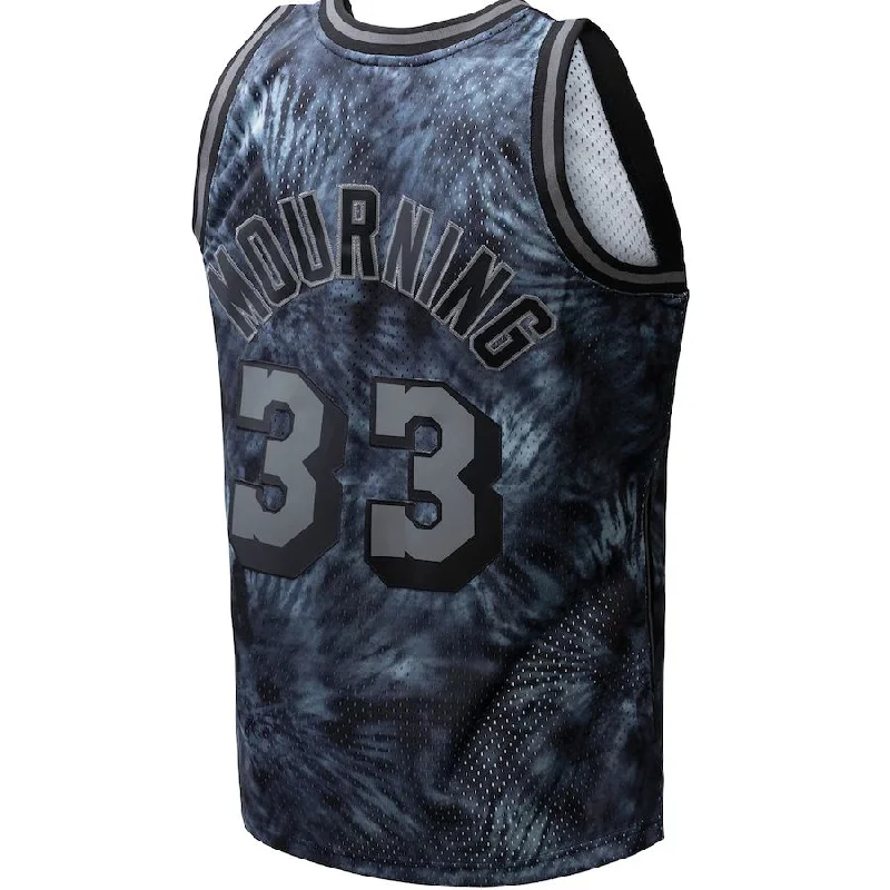 M.Heat #33 Alonzo Mourning Mitchell & Ness Unisex Hardwood Classics 1996-97 Tie-Dye Swingman Jersey Black Stitched American Basketball Jersey